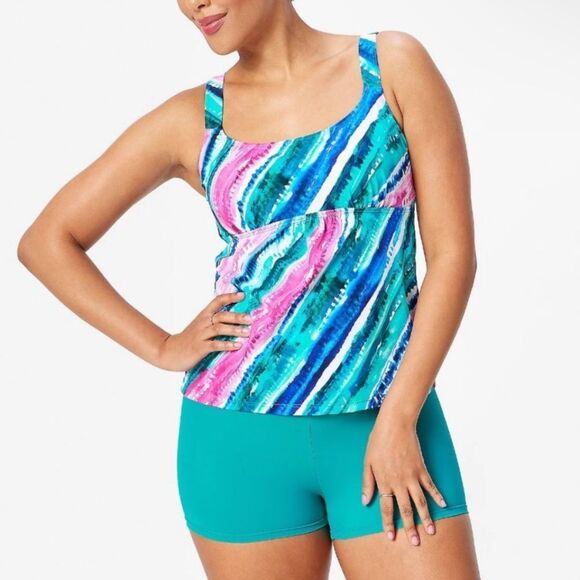 Kim Gravel x Swimsuits For All Scoop Neck Tankini Set w/ Bike Shorts - Picture 1 of 7